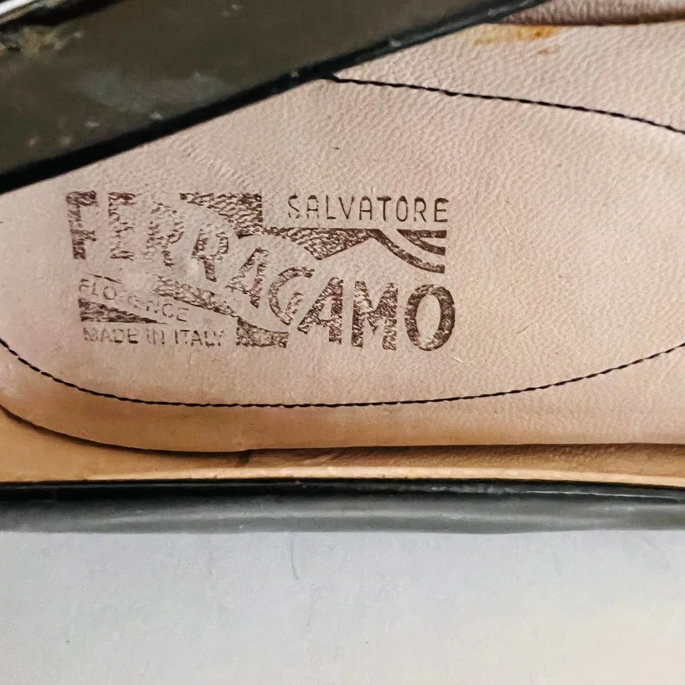 Salvatore Feragamo Varina Patent Leather Ballet Flat Shoes Size 10 Black - Picture 6 of 9